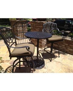 Elisabeth Cast Aluminum 3pc Outdoor Patio Bar Set with 30" Round Table - Antique Bronze