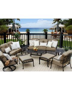 Elisabeth Outdoor Patio 9pc Deep Seating Set - Includes Sofa Loveseat Club Chair Swivel Rocker Club