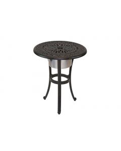 Elisabeth Cast Aluminum Patio End Table With Ice Bucket Insert - Antique Bronze