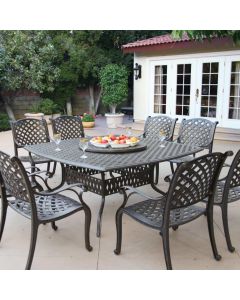 Nassau 8-person Cast Aluminum Patio Dining Set With Lazy Susan - Antique Bronze