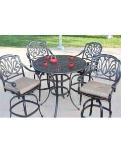 Bar Set Elisabeth Cast Aluminum 5pc Bar High with 48" Table - Antique Bronze