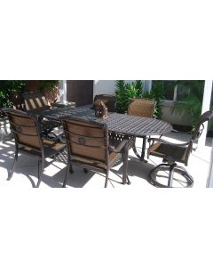 Cocoa Cast Aluminum 7pc Patio dining Set with 42"x87" Oval Table Series 2000 - Antique Bronze