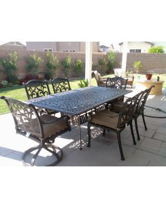Flamingo Cast Aluminum 7pc Outdoor Patio Dining Set with 44"x84" Rectangle Table Series 2000 - Antique Bronze