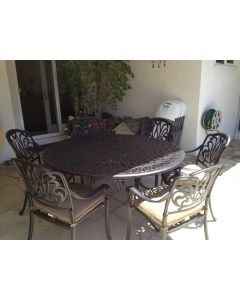 Elisabeth Cast Aluminum 7pc Patio Dining Set with 60" Round Table Series 2000 - Antique Bronze
