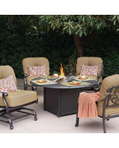 Elisabeth 4-person Cast Aluminum Patio Conversation Set With Fire Pit Table