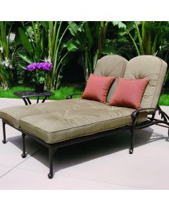 Elisabeth 2-person Cast Aluminum Patio Double Chaise Lounge Set - Antique Bronze
