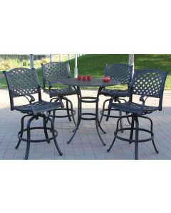 Heritage Outdoor Living Nassau Cast Aluminum 5pc Bar Set with 48" Round Table - Antique Bronze