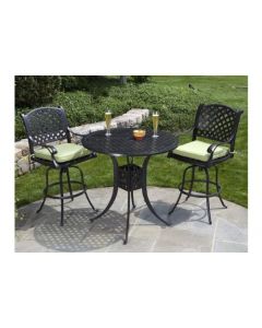 Heritage Outdoor Living Nassau Cast Aluminum 3pc Outdoor Patio Bar Set with 42" Round Bar Table - Antique Bronze