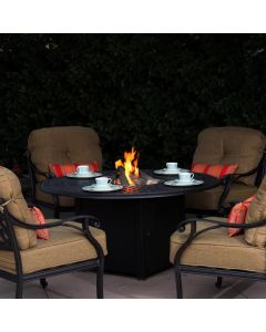 Nassau 4-person Cast Aluminum Patio Conversation Set With Fire Pit Table