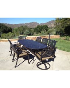 Heritage Outdoor Living Nassau Cast Aluminum 9pc Outdoor Patio Dining Set with 42x102 Oval Table - Antique Bronze