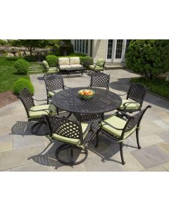 Nassau Cast Aluminum 7pc Patio Dining Set with 60" Round Table Series 3000 - Antique Bronze