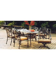 Palm Tree Cast Aluminum 7pc Outdoor Patio Dining Set with 42"x87" Oval Table Series 2000 - Antique Bronze