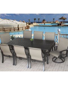 Barbados Sling Outdoor Patio 9pc Dining Set with Series 4000 44x86 Rectangle Table - Antique Bronze Finish