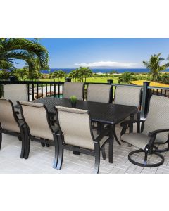 Barbados Sling Outdoor Patio 9pc Dining Set with Series 5000 42x84 Rectangle Table - Antique Bronze