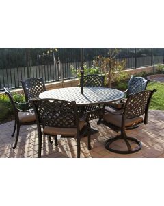 Nassau 7pc Dining set with 60 inch round Table 2 Series 3000 - Antique Bronze