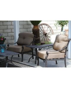 Flamingo Cast Aluminum 3pc Outdoor Patio Club Chair Set with 21"x21" Square Table - Antique Bronze