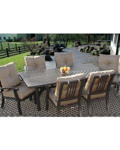 Barbados Cushion Outdoor Patio 7pc Dining Set for 6 Person with 44x86 Rectangle Table Series 4000 - Antique Bronze Finish