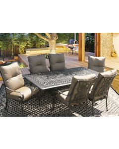 Tortuga Outdoor Patio 7pc Dining Set for 6 Person with 44X84 RECTANGLE SERIES 2000 TABLE - Antique Bronze Finish