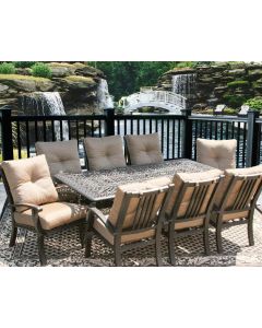 Barbados Cushion Outdoor Patio 9pc Dining Set for 8 Person with 44X84 RECTANGLE SERIES 2000 TABLE - Antique Bronze Finish