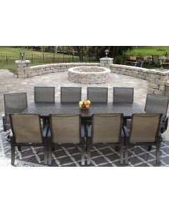 Barbados Sling Outdoor Patio 11pc Dining Set for 10 Person with 44x102 Rectangle Series 4000 Table - Antique Bronze Finish