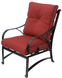 NEWPORT CAST ALUMINUM OUTDOOR PATIO DINING CHAIR WITH CUSHION - ANTIQUE BRONZE