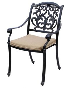 FLAMINGO ALUMINUM OUTDOOR PATIO DINING CHAIR WITH SEAT CUSHION - ANTIQUE BRONZE