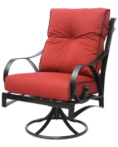 NEWPORT CAST ALUMINUM OUTDOOR PATIO SWIVEL ROCKER CHAIR WITH Sunbrella HENNA CUSHION - ANTIQUE BRONZE