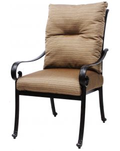 Cast Aluminum Tortuga Outdoor Patio Dining Chair with Cushion - Antique Bronze Finish
