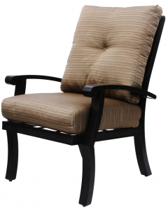 BARBADOS CUSHION ALUMINUM OUTDOOR PATIO DINING CHAIR WITH CUSHION - ANTIQUE BRONZE