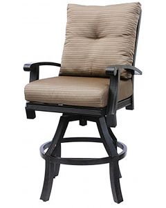 BARBADOS CUSHION ALUMINUM OUTDOOR PATIO BARSTOOL WITH CUSHION - ANTIQUE BRONZE