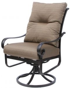 TORTUGA ALUMINUM OUTDOOR PATIO DINING SWIVEL ROCKER CHAIR WITH CUSHION - ANTIQUE BRONZE