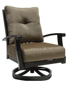 BARBADOS CUSHION ALUMINUM OUTDOOR PATIO CLUB SWIVEL ROCKER WITH SEAT CUSHION - ANTIQUE BRONZE