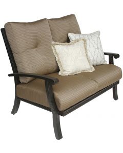 BARBADOS CUSHION ALUMINUM OUTDOOR PATIO LOVESEAT WITH CUSHION - ANTIQUE BRONZE