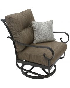 TORTUGA ALUMINUM OUTDOOR PATIO CLUB SWIVEL ROCKER CHAIR WITH CUSHION - ANTIQUE BRONZE