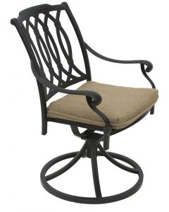 SAN MARCOS CAST ALUMINUM OUTDOOR PATIO SWIVEL ROCKER CHAIR WITH CUSHION - ANTIQUE BRONZE