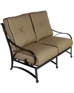 NEWPORT CAST ALUMINUM OUTDOOR PATIO LOVESEAT WITH CUSHION - ANTIQUE BRONZE