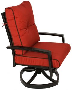 QUINCY CAST ALUMINUM OUTDOOR PATIO SWIVEL ROCKER CHAIR WITH SUNBRELLA HENNA CUSHION - ANTIQUE BRONZE