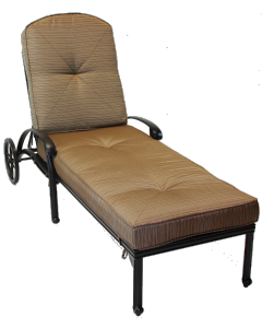 SAN MARCOS CAST ALUMINUM OUTDOOR PATIO CHAISE LOUNGE WITH CUSHION - ANTIQUE BRONZE